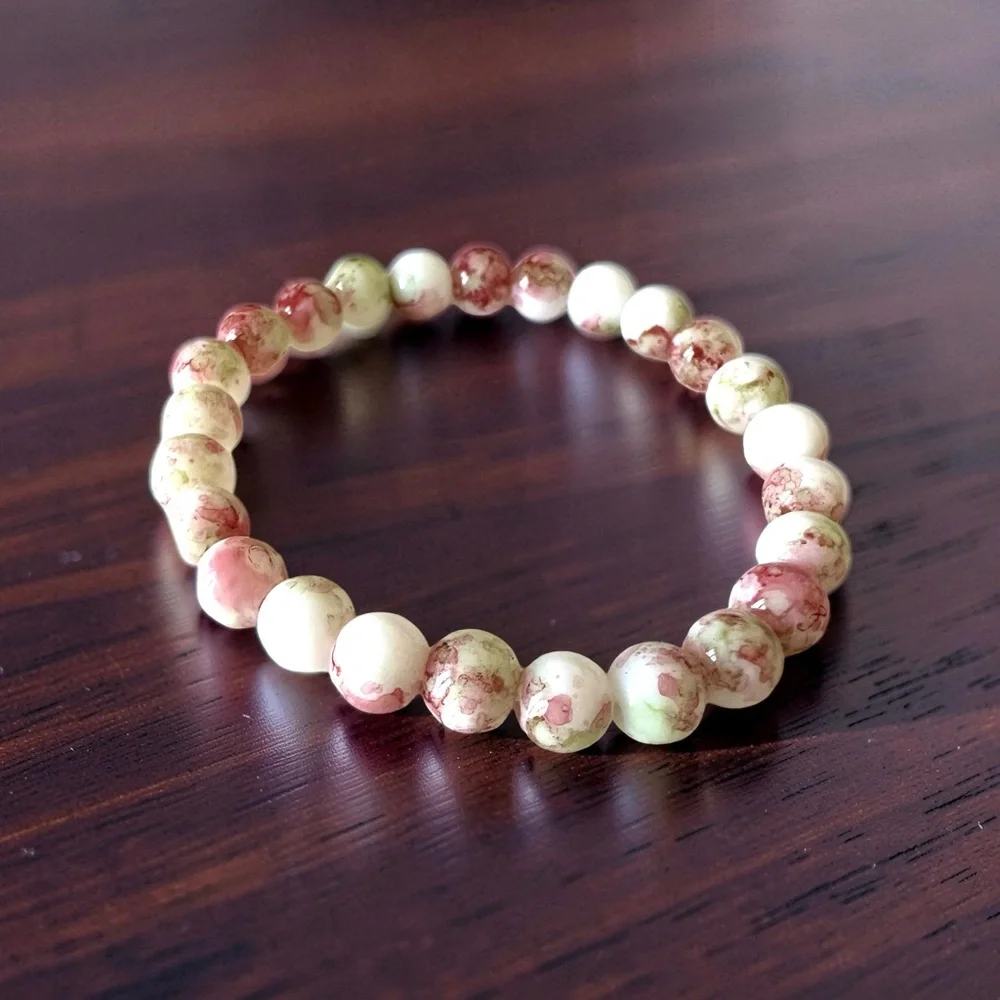 ⭐️ 5 for $25 Red White Green Crystal Beaded Stretch Bracelet